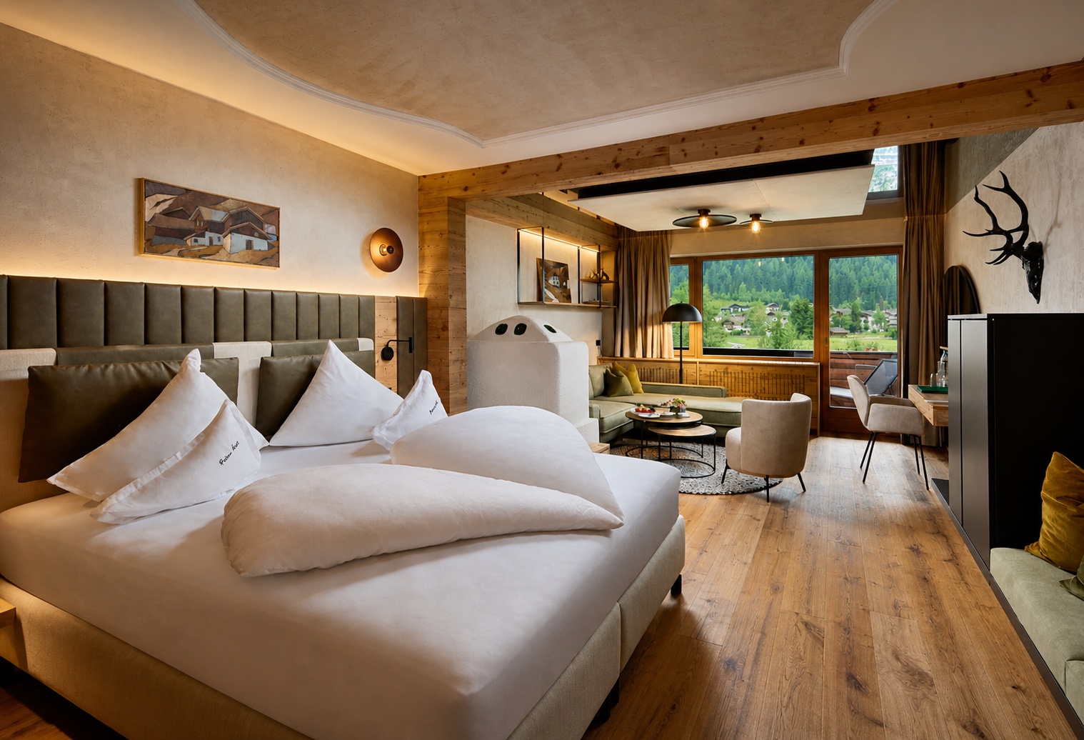 Warm luxury hotel room for the first night